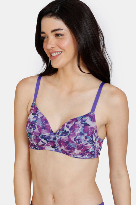 Zivame Bohemian Blooms Padded Non Wired 3/4Th Coverage T-Shirt Bra - Purple Magic — image 3